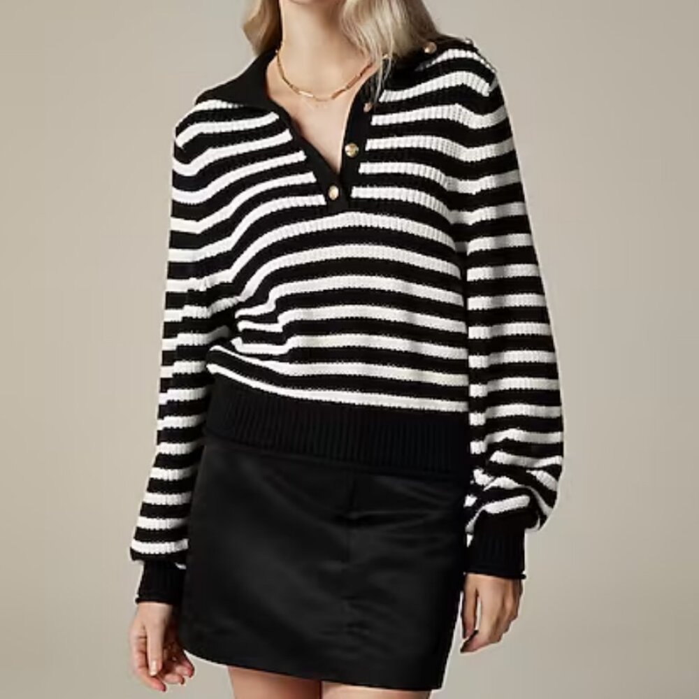 J.Crew Ribbed Cotton Button Collar Sweater